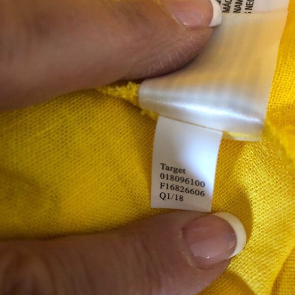 A New Day Dress Womens Size 6 Yellow Linen Rayon Flutter Sleeve V Neck Summer - Picture 7 of 8